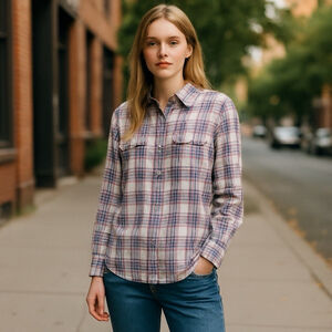 Lee Riders Women's Plaid Button Up Shirt Multicolor Long Sleeve Top SizeM Cotton